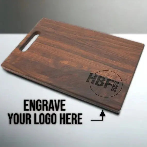 Engraved Corporate Logo Serving Board Pixel Burn Custom Laser Creations