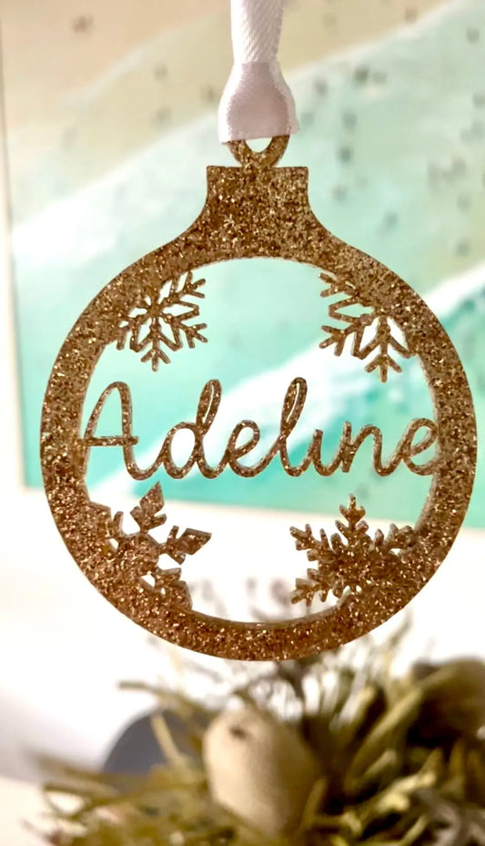 Personalised Christmas Bauble Ornament Pixel Burn Custom Laser Creations