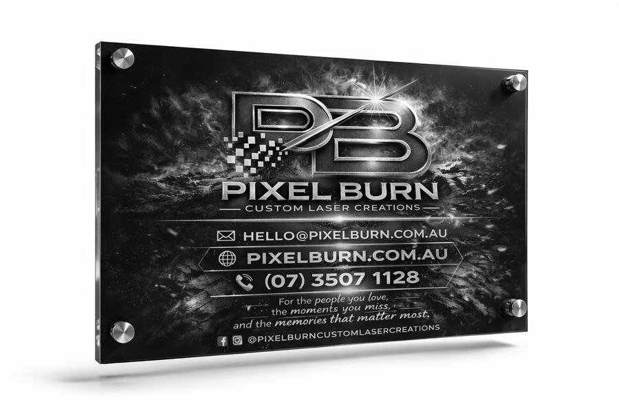 Personalised Business Logo & Contact Sign - Pixel Burn Custom Laser Creations