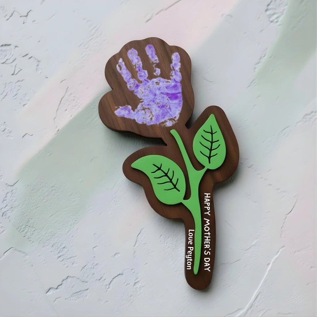 Personalised Handprint Flower Gift - Pixel Burn Custom Laser Creations