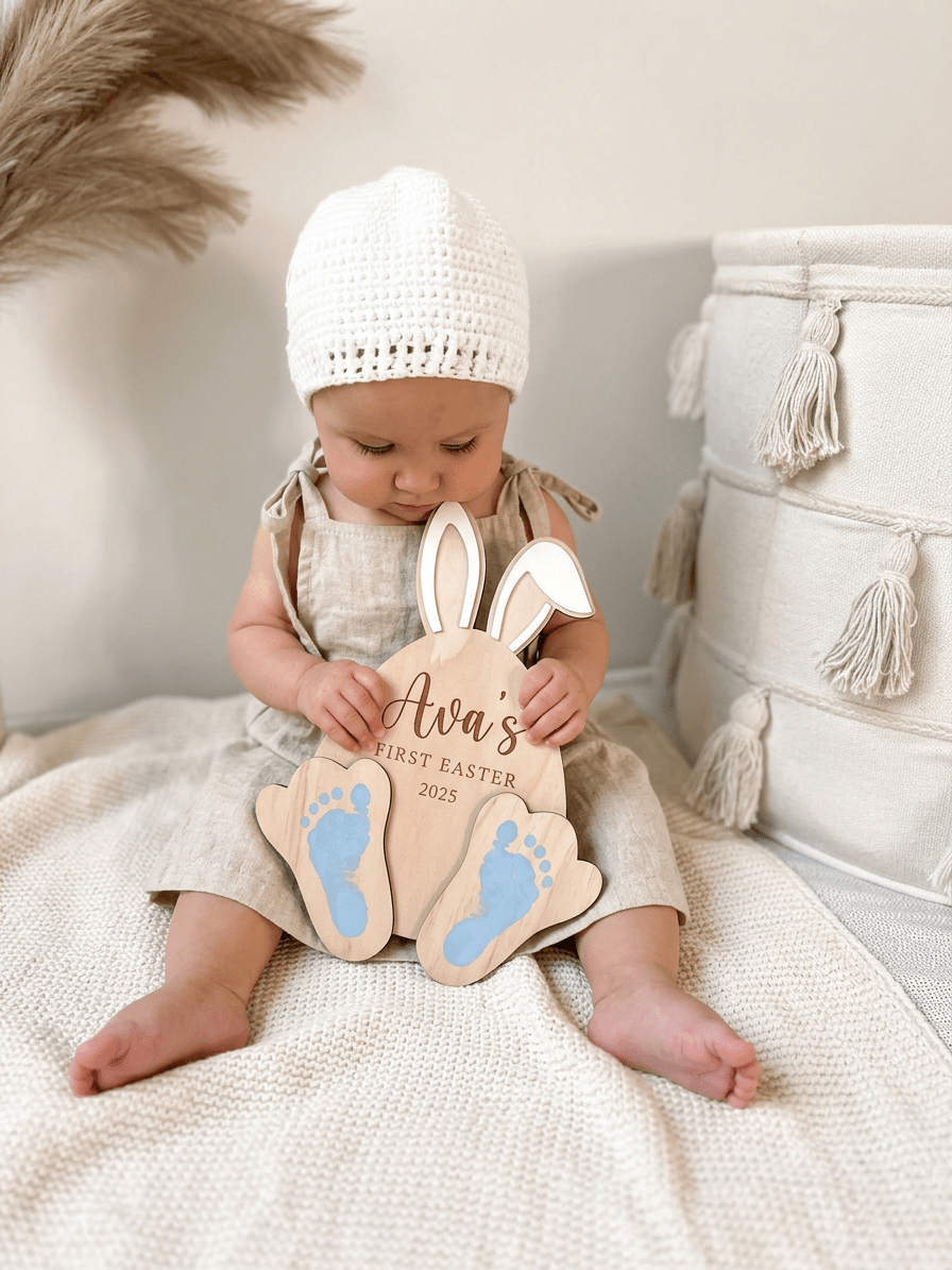 Personalised First Easter Footprint Keepsake - Pixel Burn Custom Laser Creations
