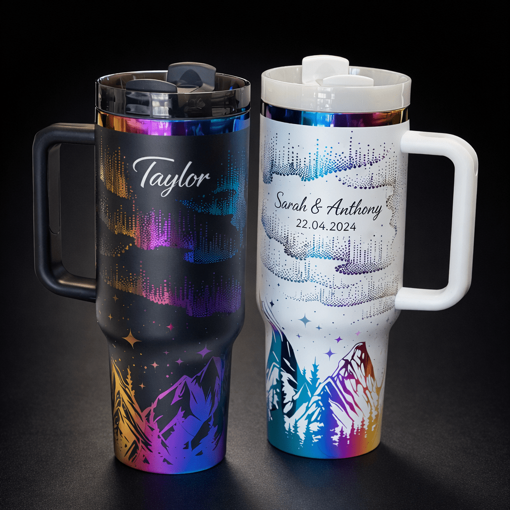 Personalised Northern Lights 40oz Tumbler - Pixel Burn Custom Laser Creations