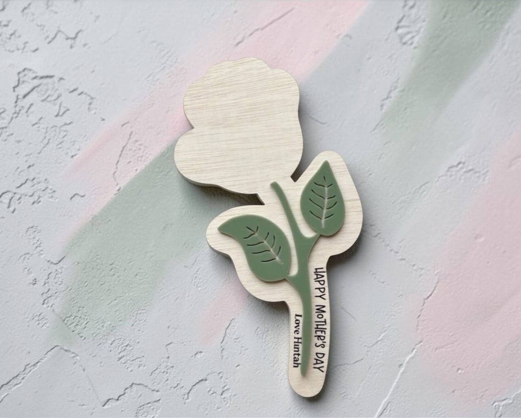 Personalised Handprint Flower Gift - Pixel Burn Custom Laser Creations