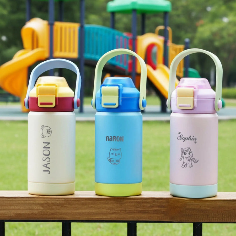 Personalised Kids Water Bottle Stainless Steel - Pixel Burn Custom Laser Creations