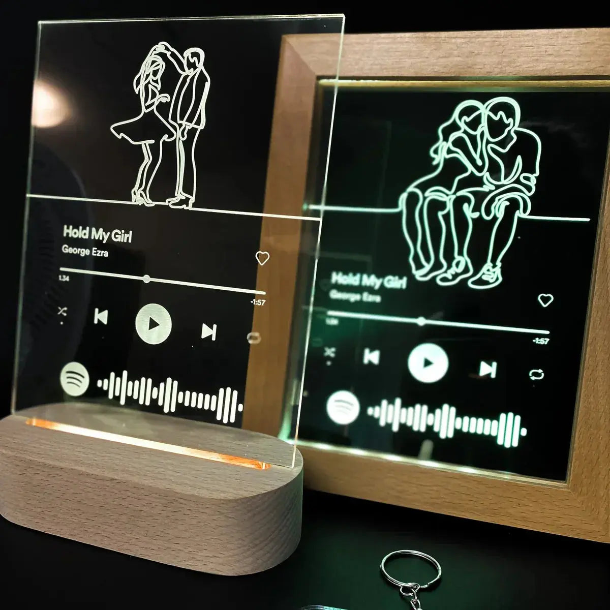 Custom Acrylic Spotify Song Plaque with Engrave Wood Stand Wedding Anniversary Gift Pixel Burn Custom Laser Creations