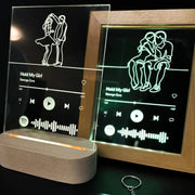 Custom Acrylic Spotify Song Plaque with Engrave Wood Stand Wedding Anniversary Gift - Pixel Burn Custom Laser Creations