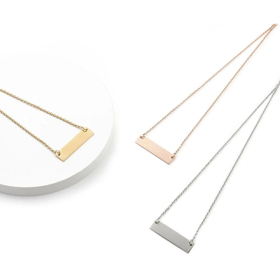 Personalised Stainless Steel Bar Necklace - Pixel Burn Custom Laser Creations