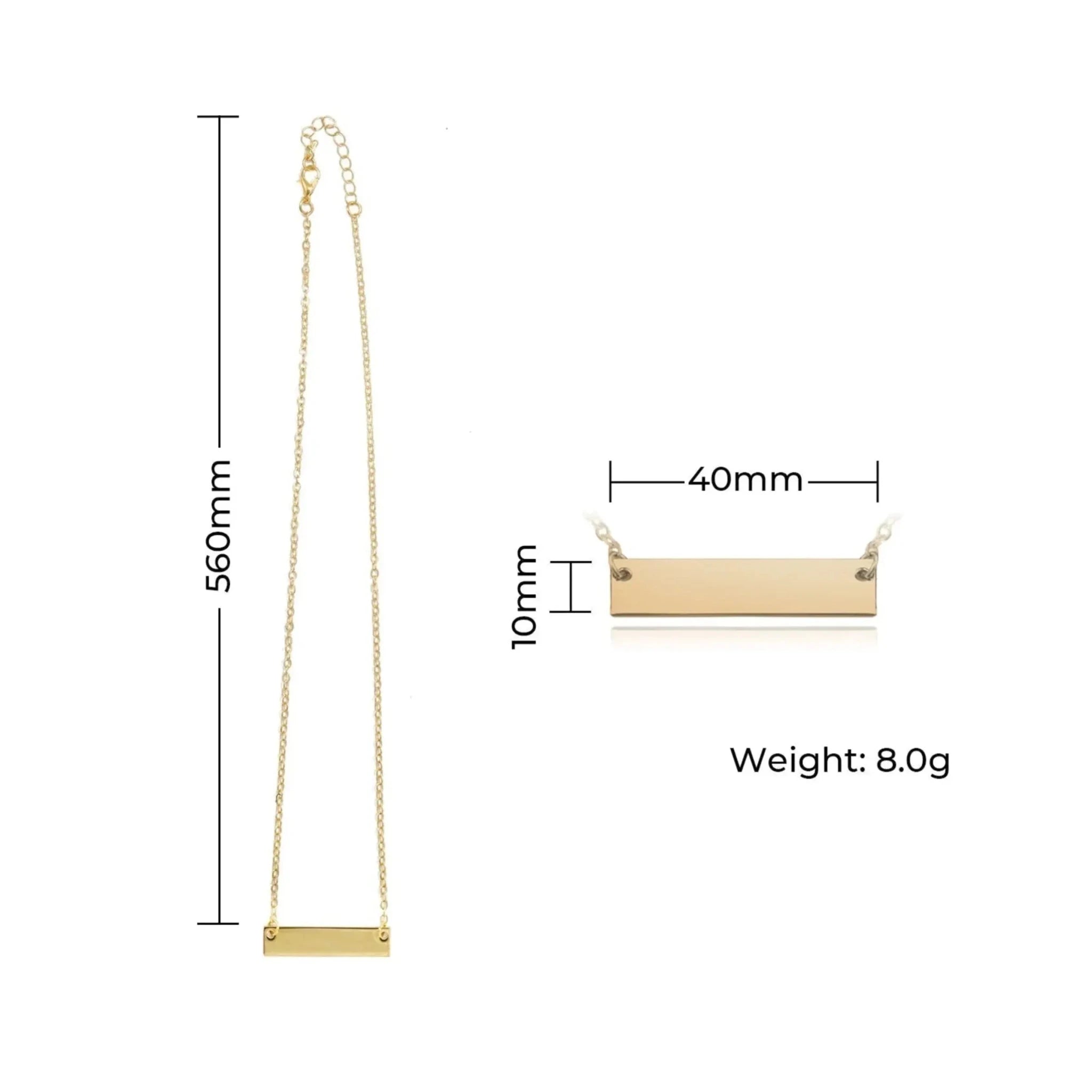 Personalised Stainless Steel Bar Necklace - Pixel Burn Custom Laser Creations