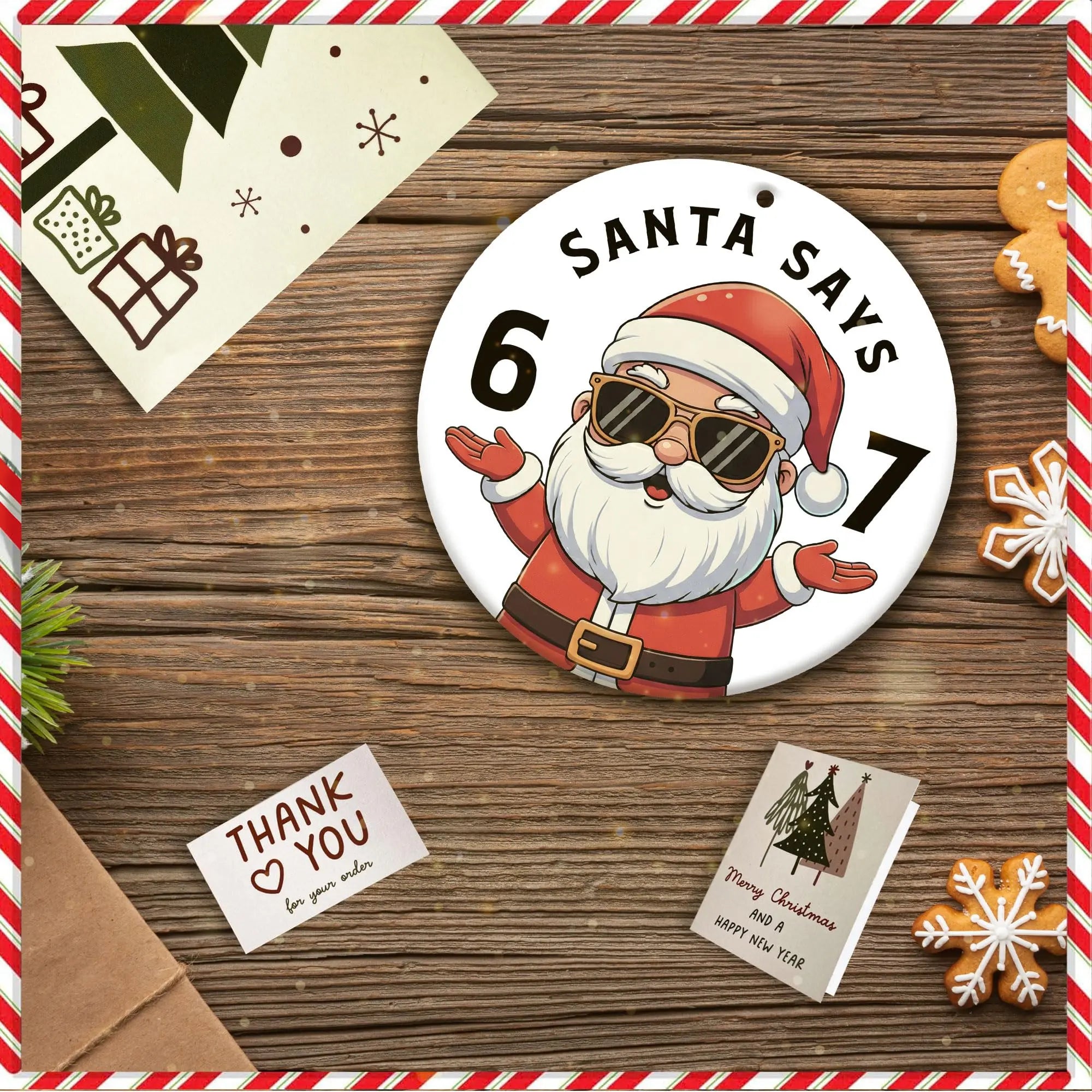 Santa Says Six Seven Kids Christmas Tree Ornament Pixel Burn Custom Laser Creations