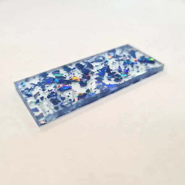 Blue Tinsel Glitter Acrylic Pixel Burn Laser Blanks