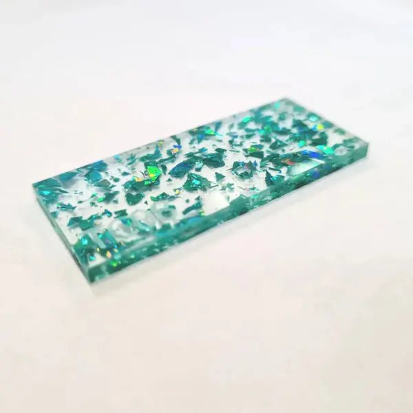 Aqua Tinsel Glitter Acrylic - Pixel Burn Custom Laser Creations