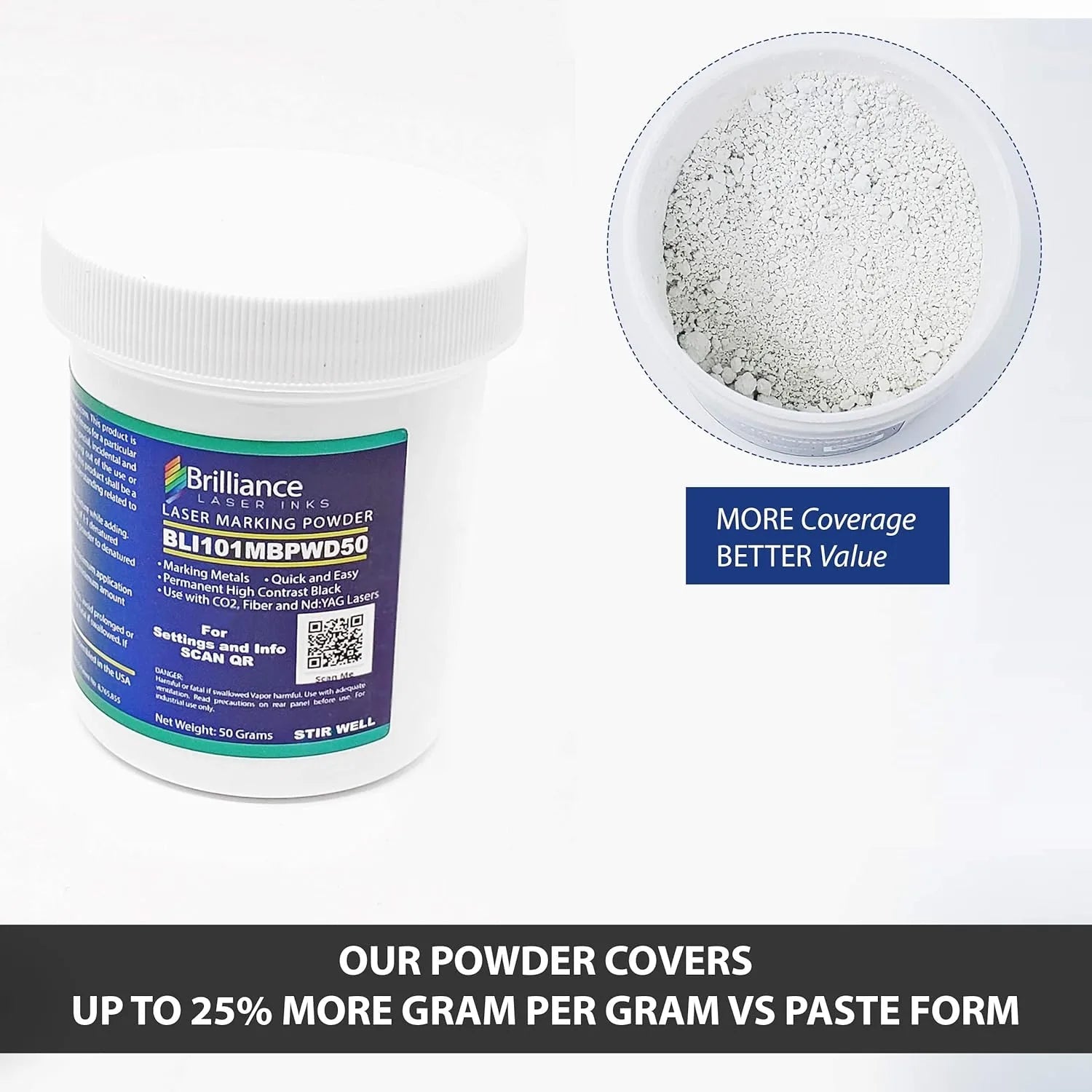 Brilliance Laser Ink Black Laser Marking Powder 50g - Pixel Burn Custom Laser Creations