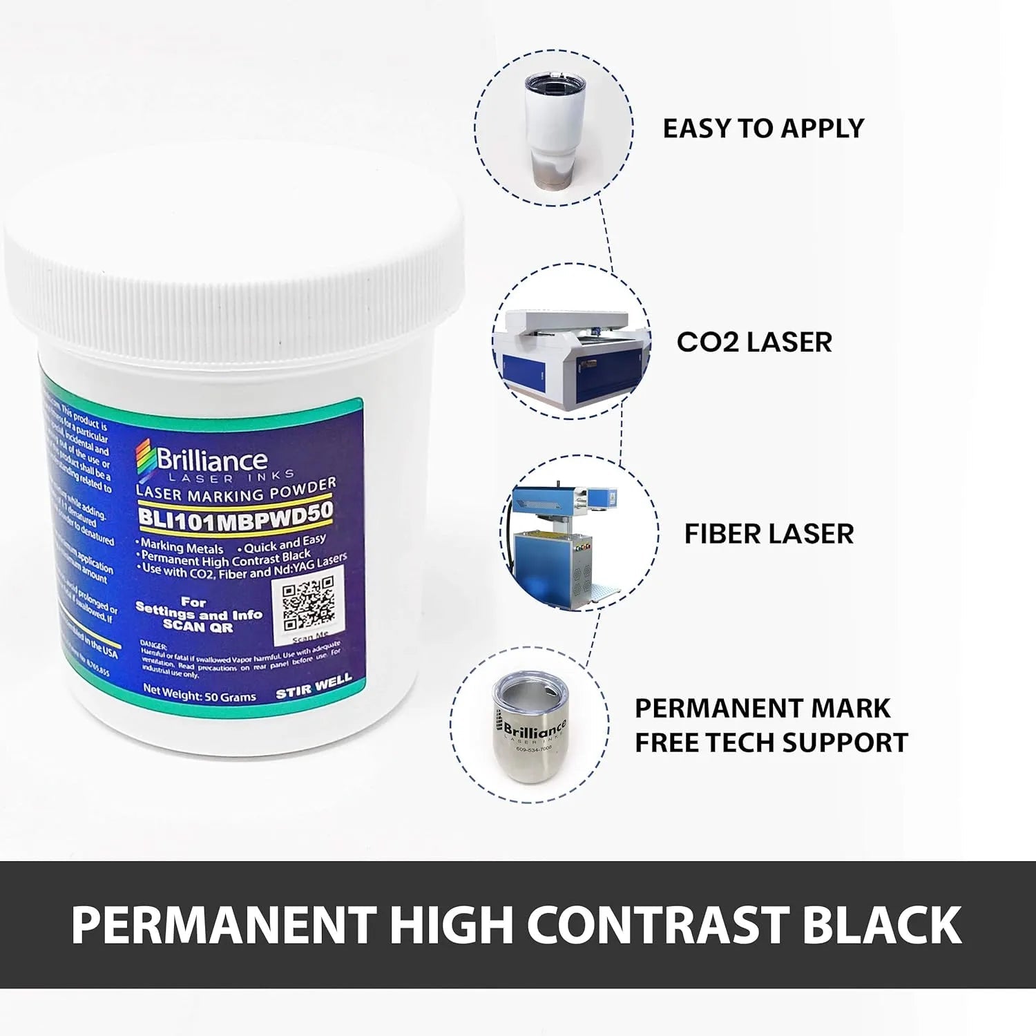 Brilliance Laser Ink Black Laser Marking Powder 50g - Pixel Burn Custom Laser Creations