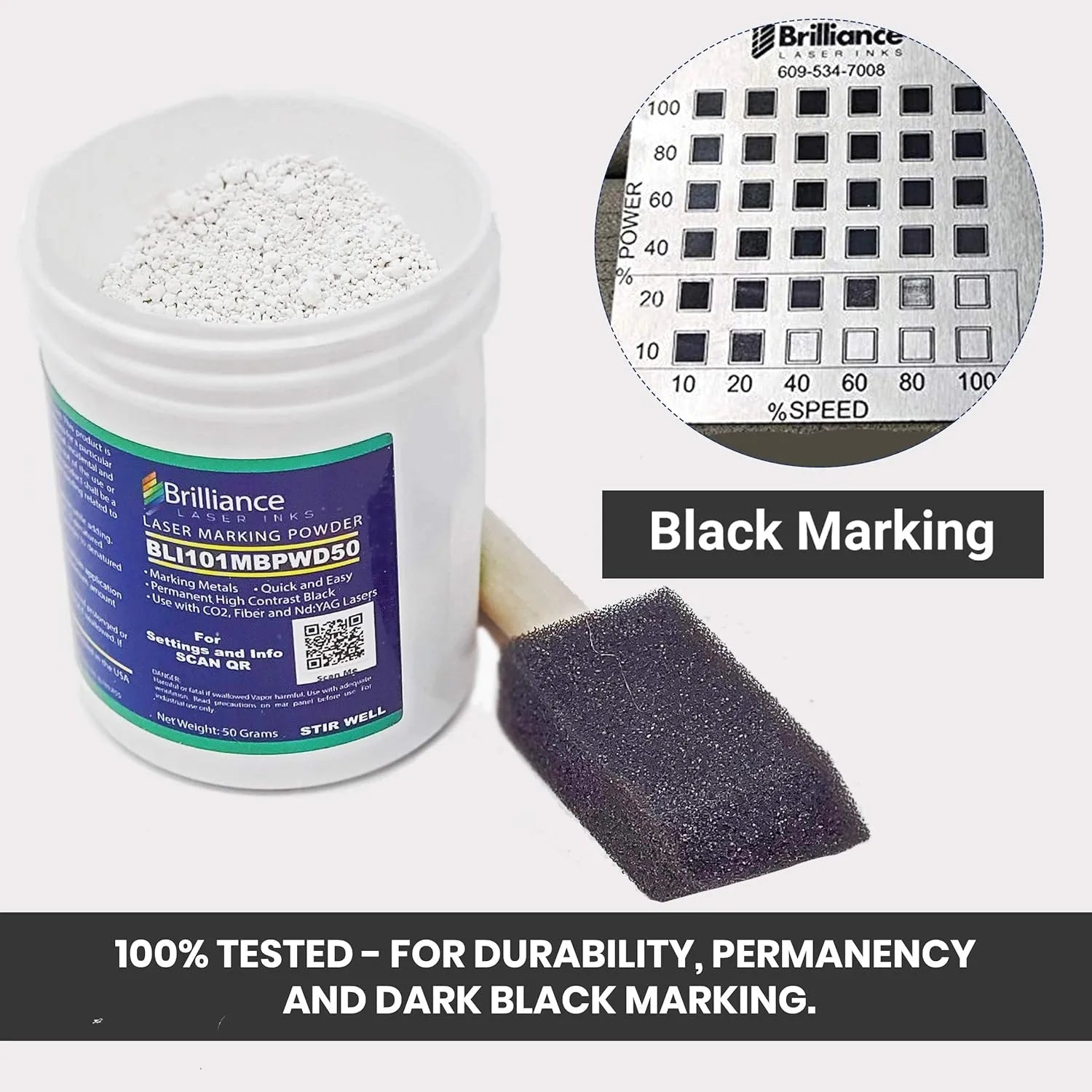 Brilliance Laser Ink Black Laser Marking Powder 50g - Pixel Burn Custom Laser Creations