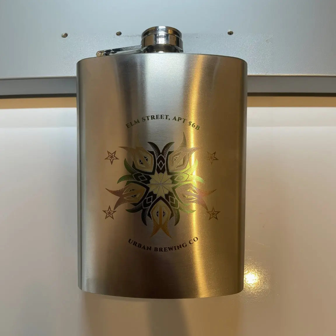 Chromalux™ Colour Engraved Stainless Steel Hip Flask Pixel Burn Custom Laser Creations