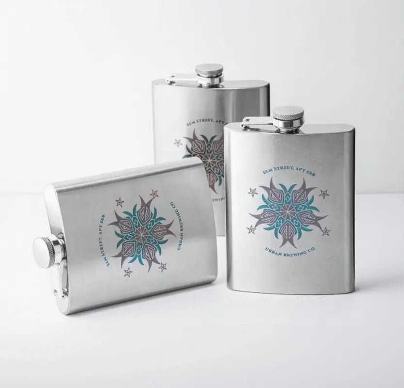 Chromalux™ Colour Engraved Stainless Steel Hip Flask - Pixel Burn Custom Laser Creations