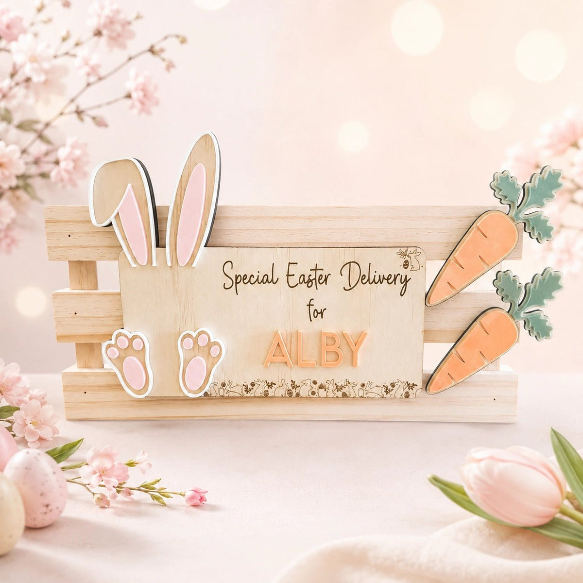 Deluxe Personalised Easter Bunny Crate - Pixel Burn Custom Laser Creations