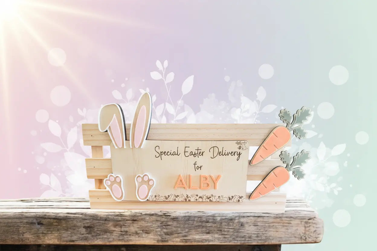 Deluxe Personalised Easter Bunny Crate - Pixel Burn Custom Laser Creations