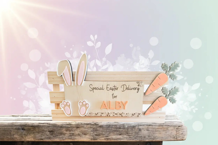 Deluxe Personalised Easter Bunny Crate - Pixel Burn Custom Laser Creations