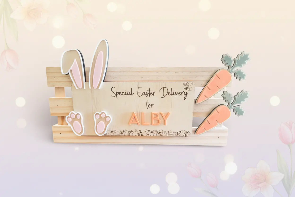 Deluxe Personalised Easter Bunny Crate - Pixel Burn Custom Laser Creations