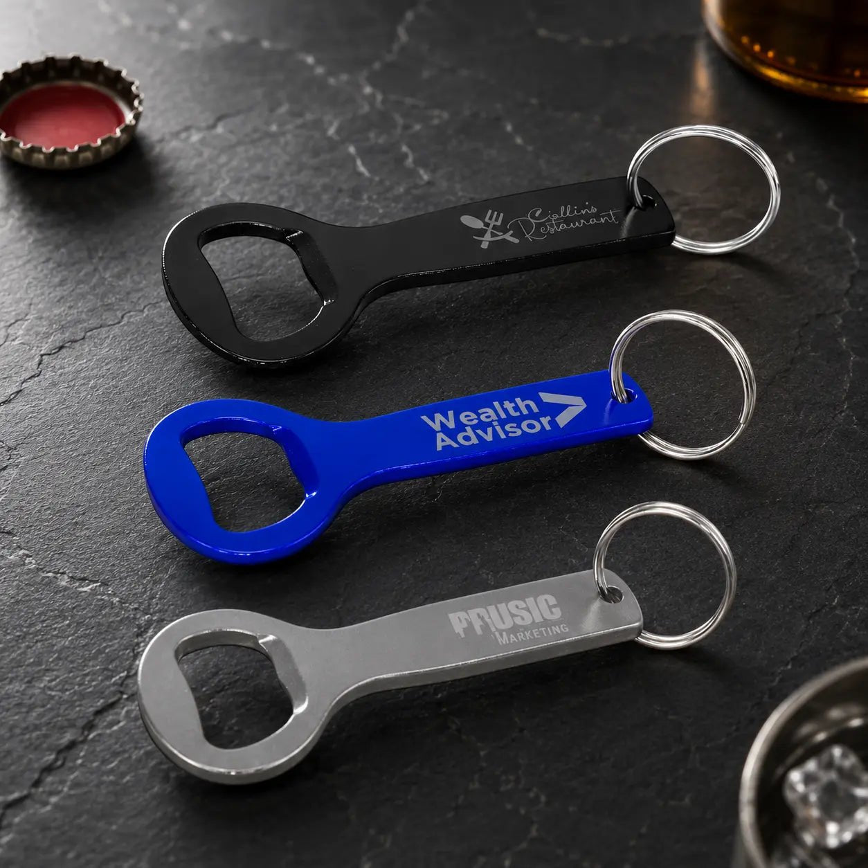 Engraved Aluminium Bottle Opener Keyring - Pixel Burn Custom Laser Creations