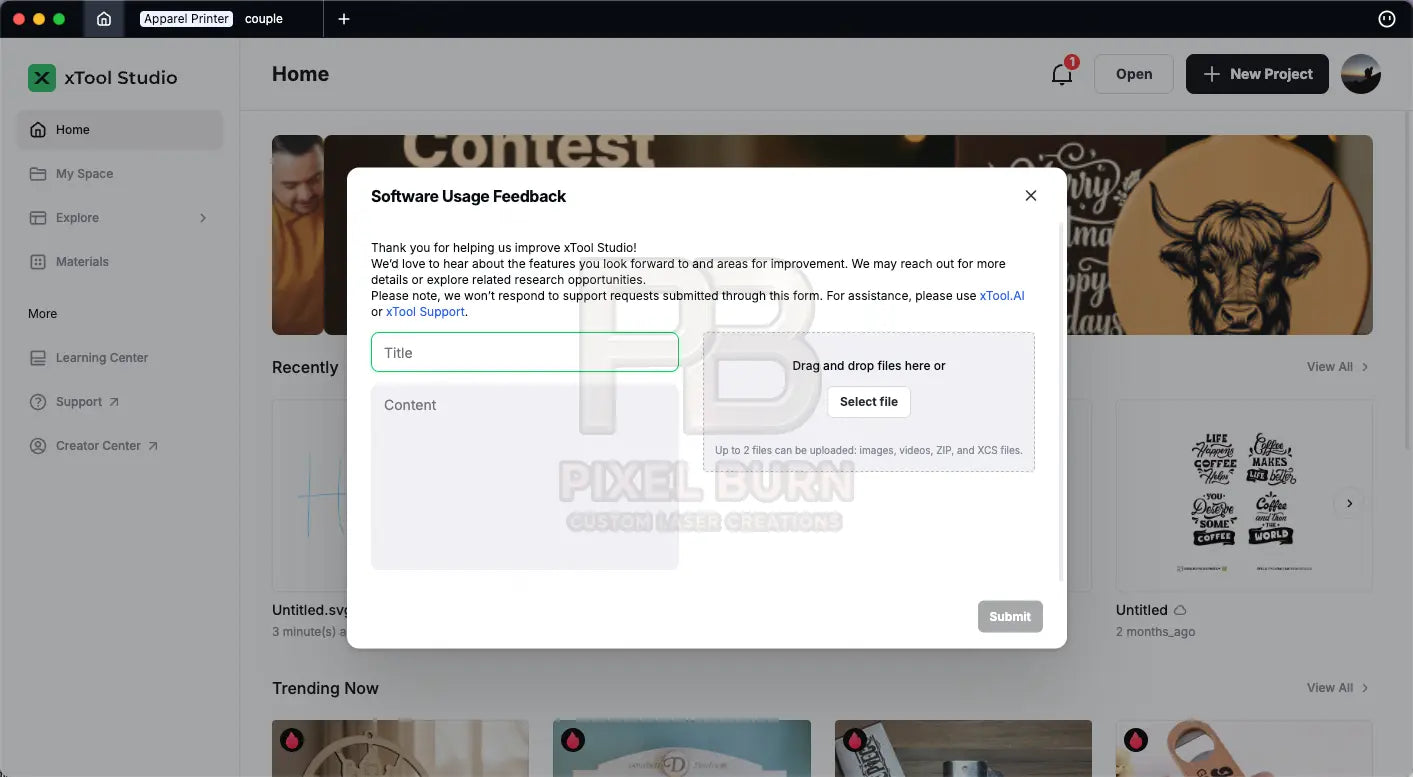 xTool Studio Windows Software Download - Pixel Burn Custom Laser Creations