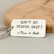 Don’t Do Dumb Sh*t Engraved Stainless Steel Tag - Pixel Burn Custom Laser Creations