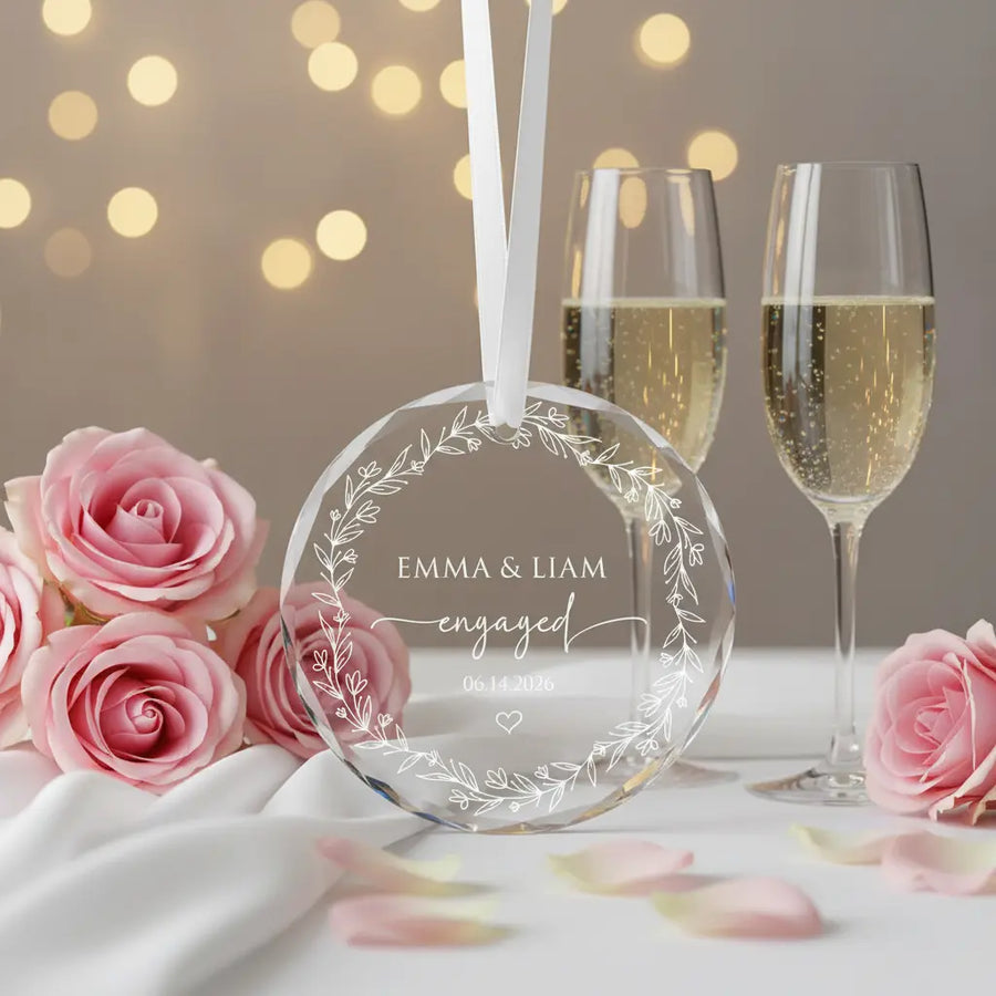 Personalised Engagement Ornament - Pixel Burn Custom Laser Creations