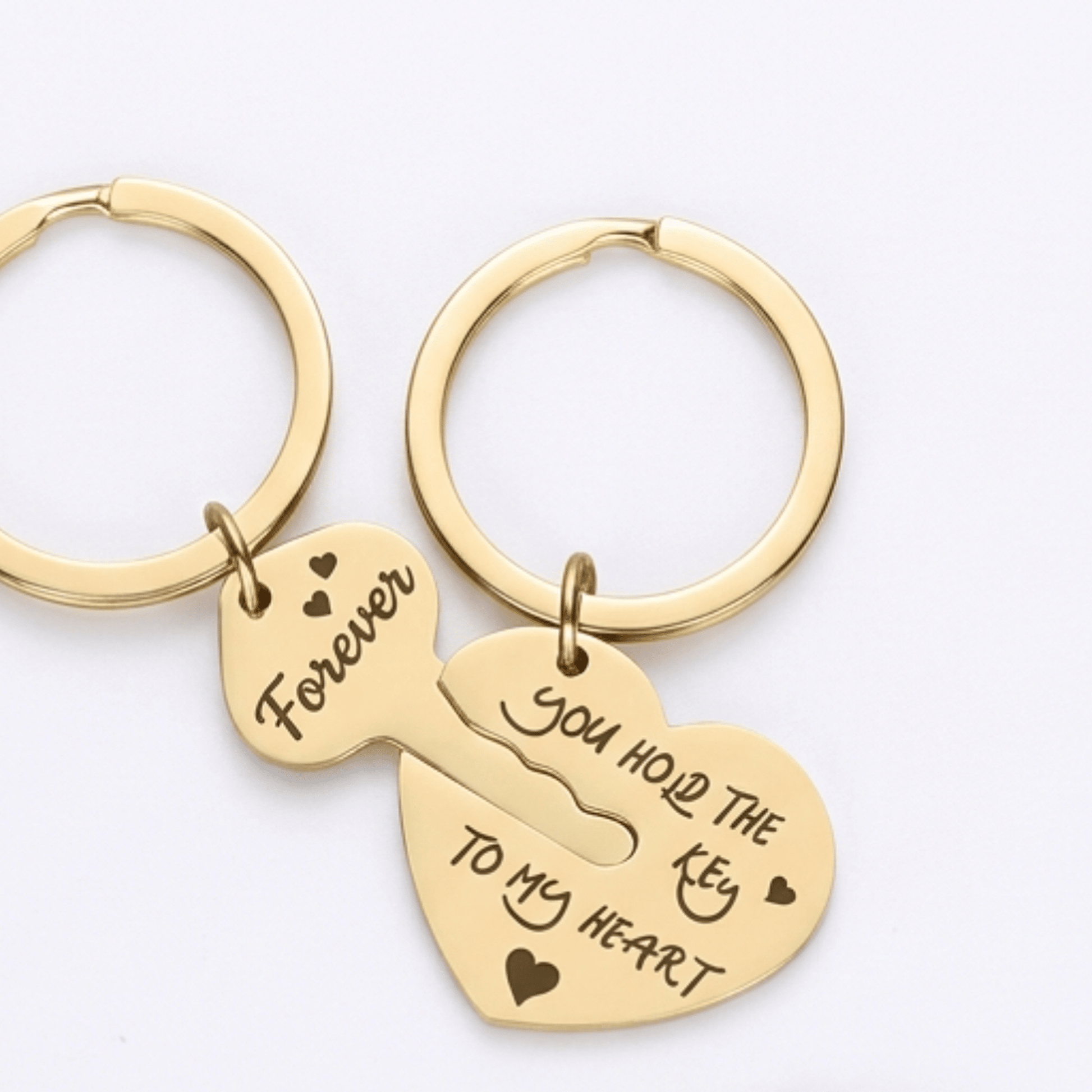 Personalised Keychain with Heart with Key Set - Pixel Burn Custom Laser Creations