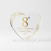 Personalised 8th Wedding Anniversary Heart Plaque - Pixel Burn Custom Laser Creations
