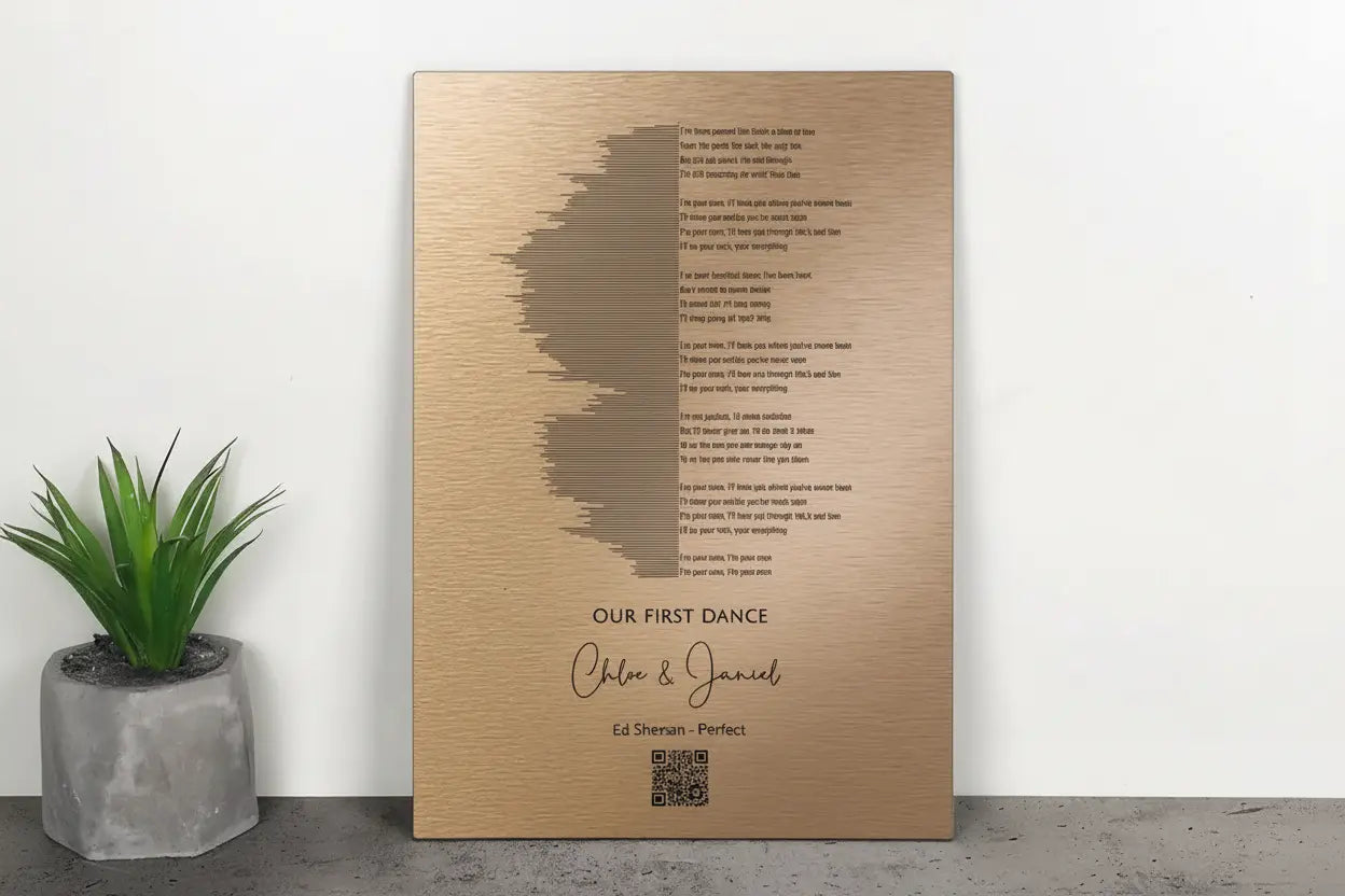 Personalised Sound Wave Anniversary Gift – Bronze - Pixel Burn Custom Laser Creations