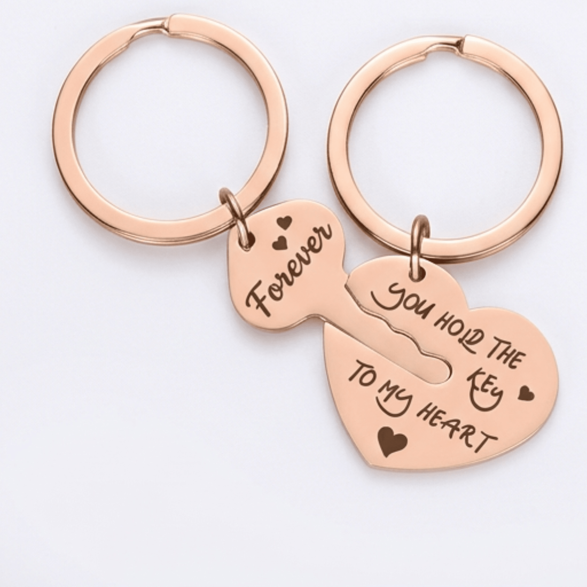 Personalised Keychain with Heart with Key Set - Pixel Burn Custom Laser Creations