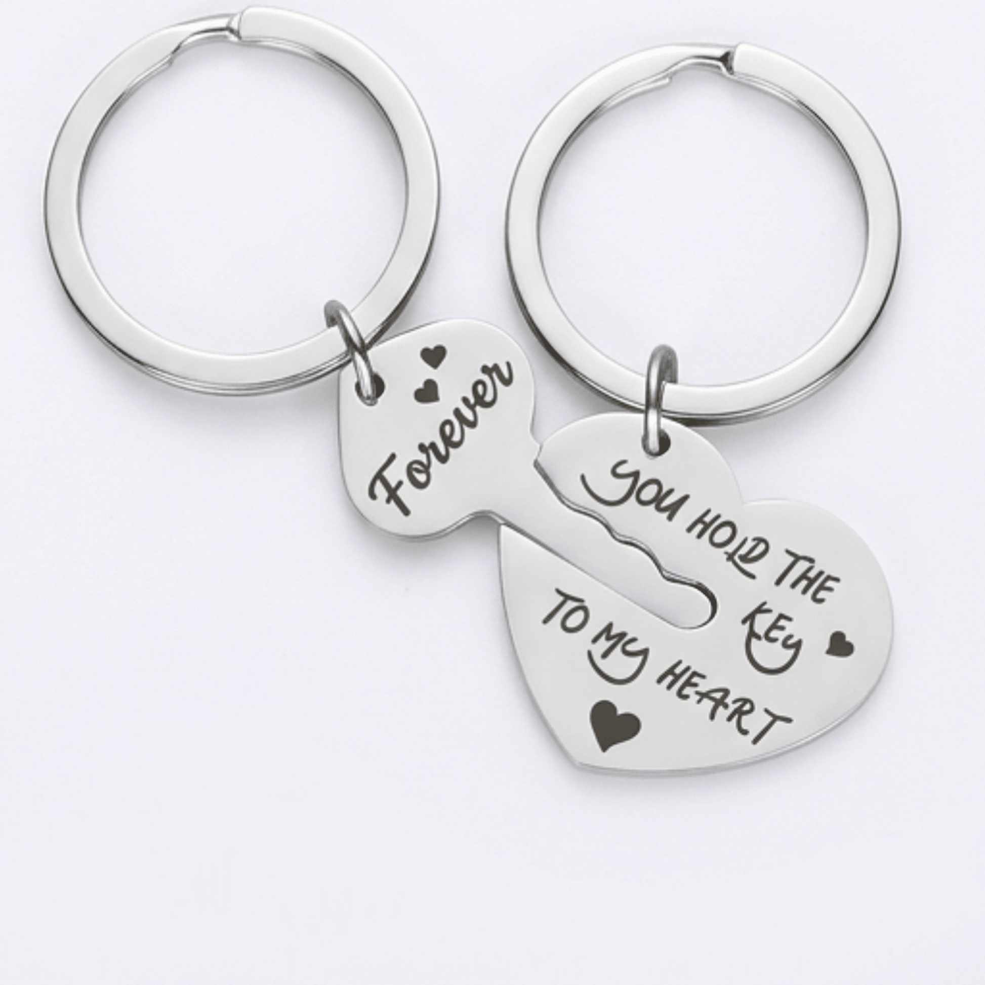 Personalised Keychain with Heart with Key Set - Pixel Burn Custom Laser Creations