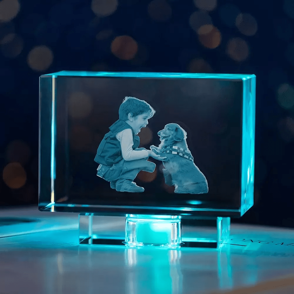 Personalised 3D Crystal Photo Keepsake - Pixel Burn Custom Laser Creations