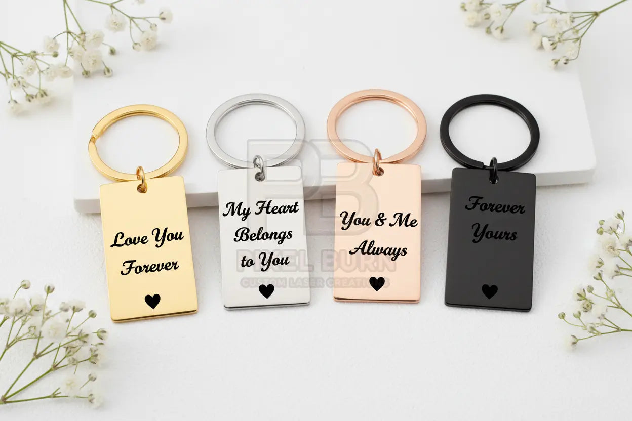 Personalised Engraved Keychain with Custom Message Pixel Burn Custom Laser Creations
