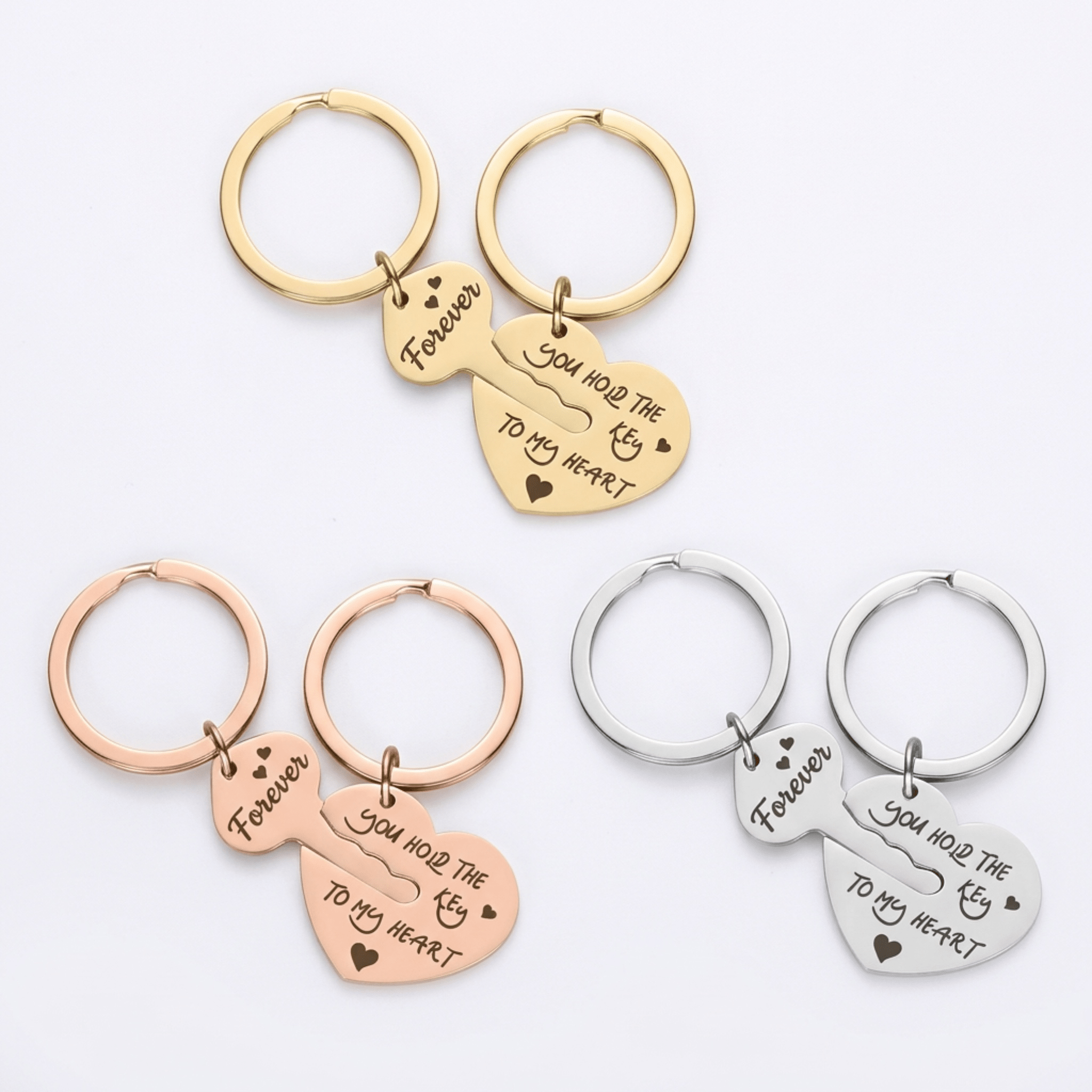 Personalised Keychain with Heart with Key Set - Pixel Burn Custom Laser Creations