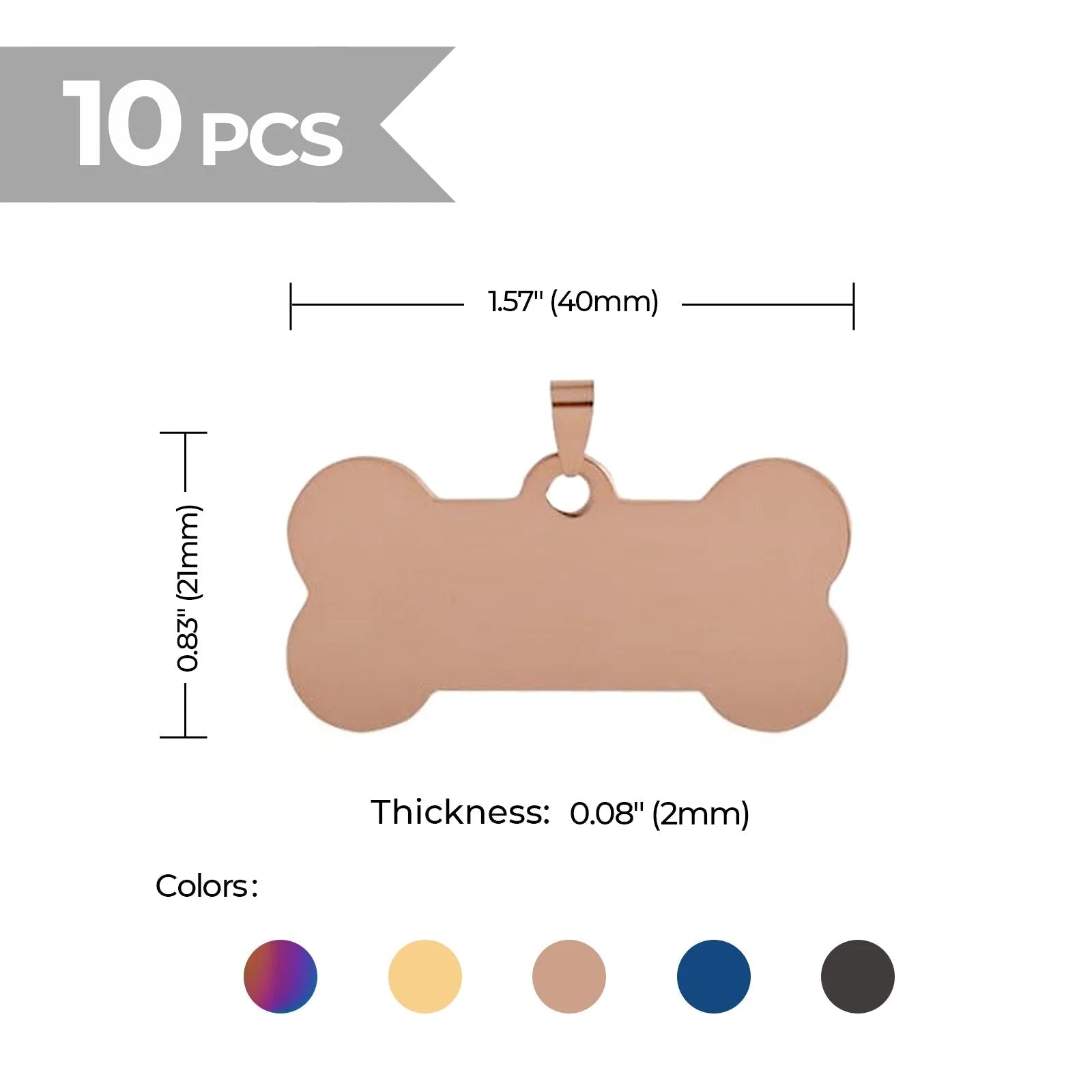 Mixed Colour Stainless Steel Dog Tag Blanks (10 Pack) - Pixel Burn Custom Laser Creations