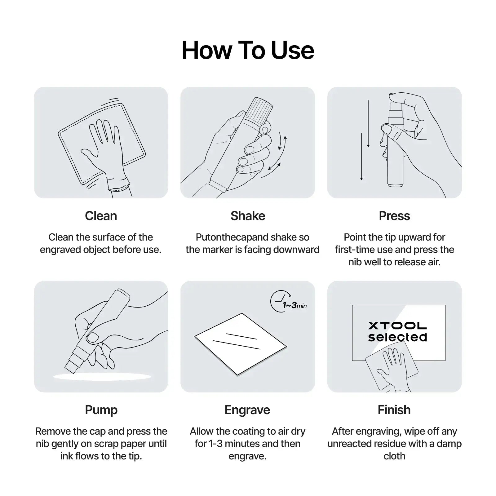 Black Laser Marking Pen for Glass (xTool) Pixel Burn Laser Blanks