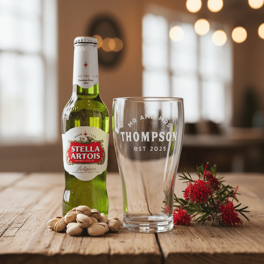 Personalised Schooner Beer Glass - Pixel Burn Custom Laser Creations
