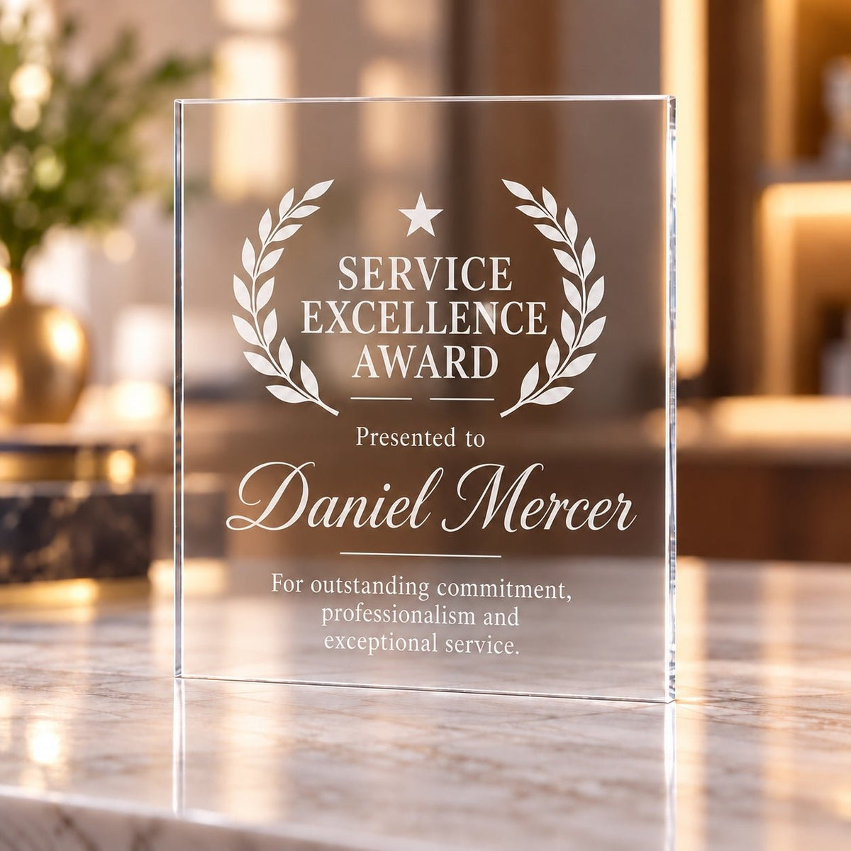 Personalised Acrylic Award Plaque - Pixel Burn Custom Laser Creations