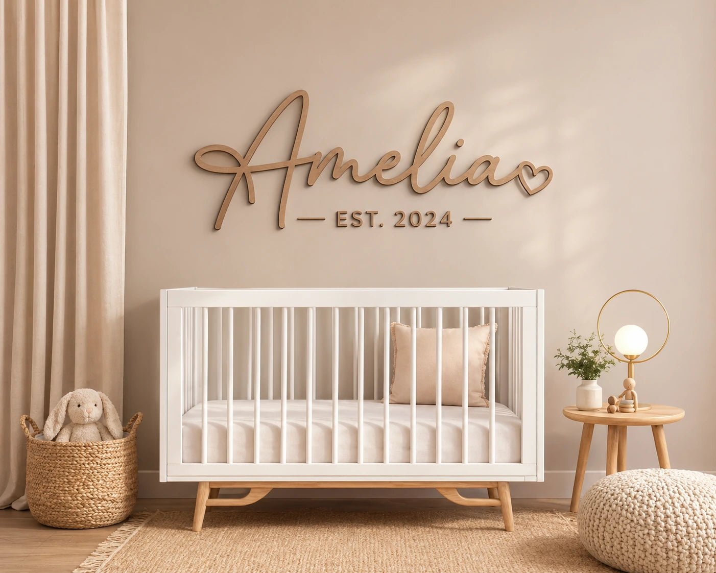 Personalised Acrylic Nursery Name Sign - Pixel Burn Custom Laser Creations