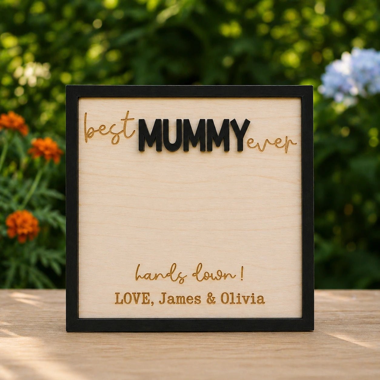 Personalised Best Mum Ever Handprint Frame - Pixel Burn Custom Laser Creations