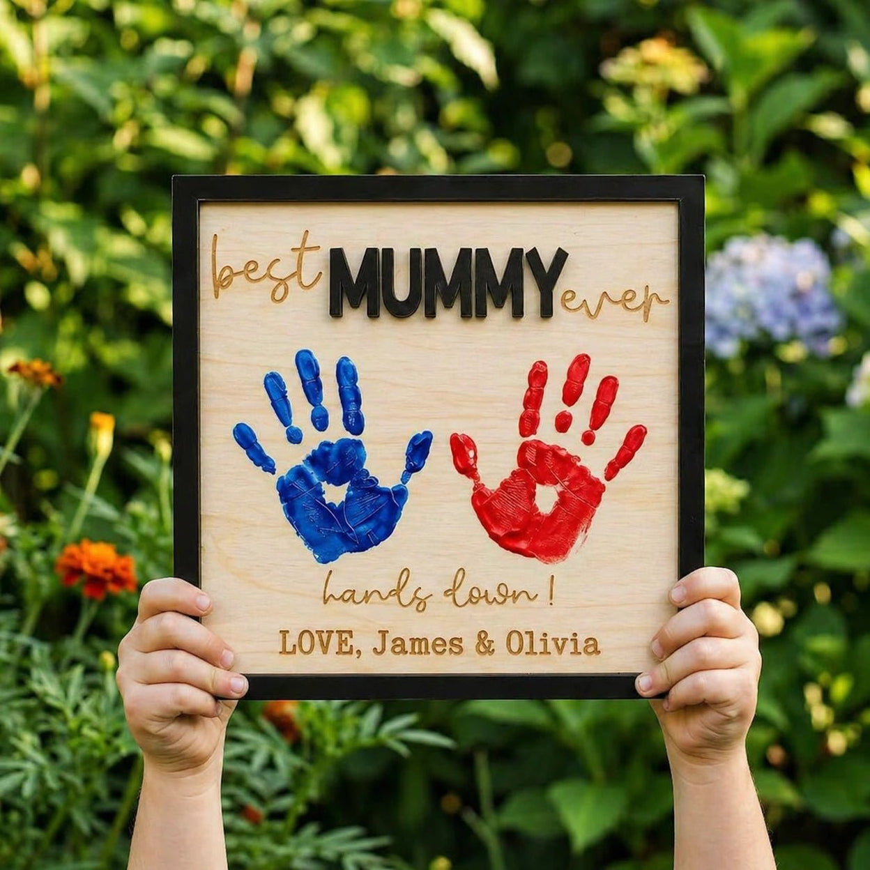 Personalised Best Mum Ever Handprint Frame
