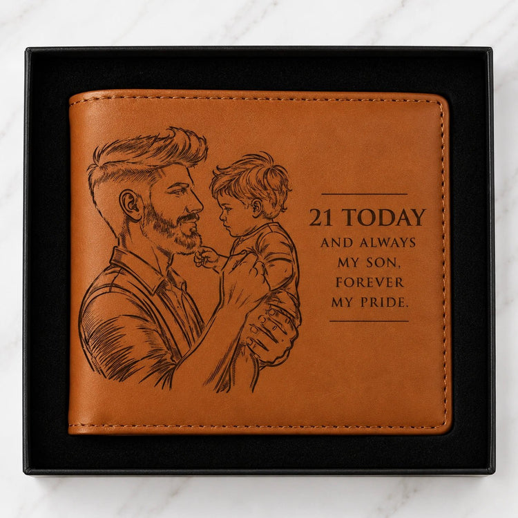 Personalised Brown RFID Wallet - Pixel Burn Custom Laser Creations