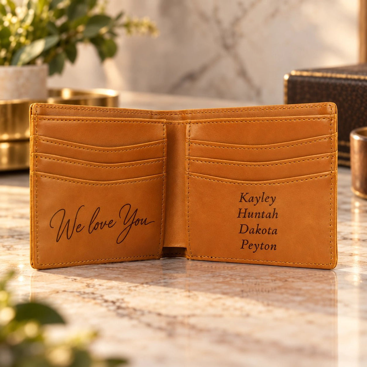 Personalised Brown RFID Wallet - Pixel Burn Custom Laser Creations