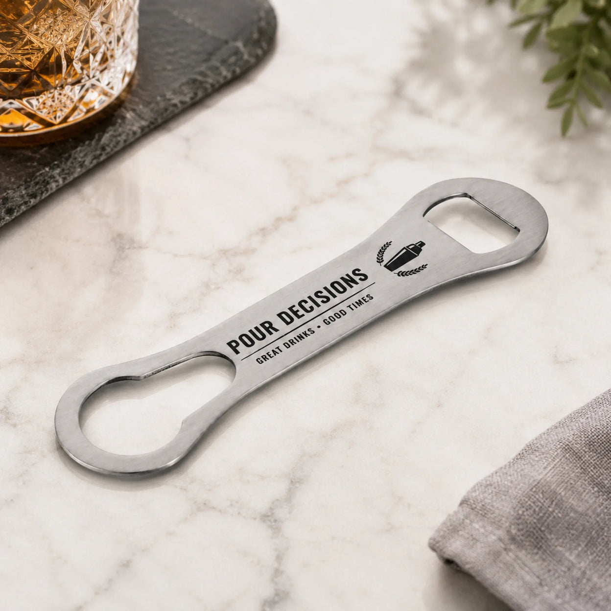 Personalised Chrome Bar Blade Bottle Opener