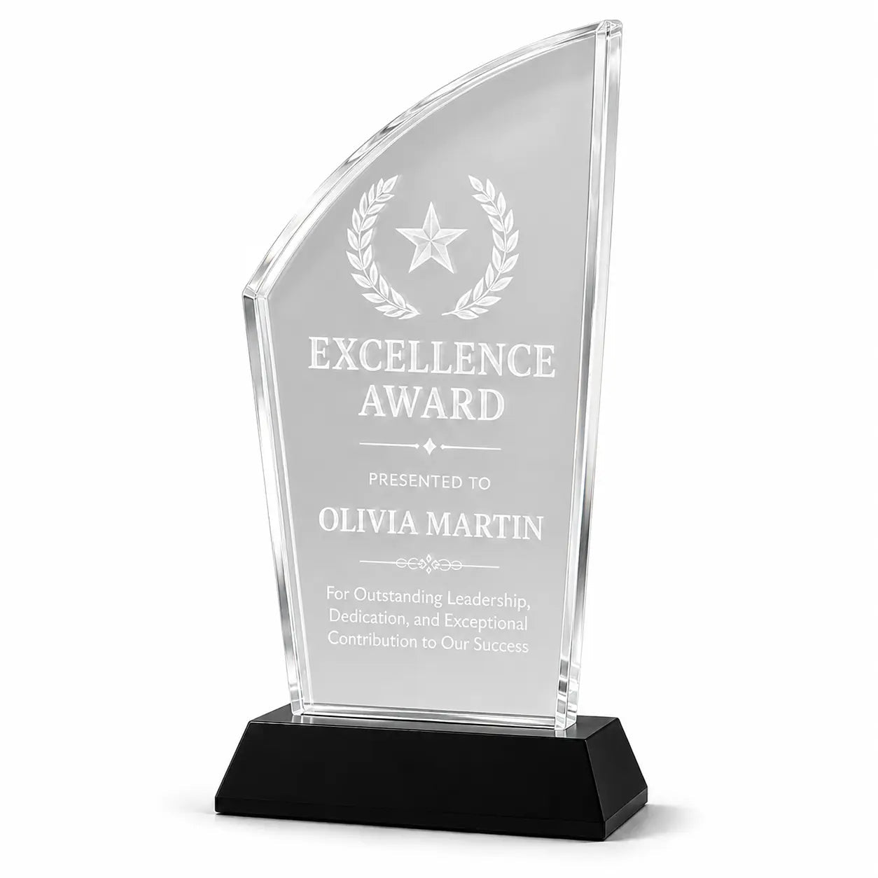 Personalised Curved Acrylic Award - Pixel Burn Custom Laser Creations