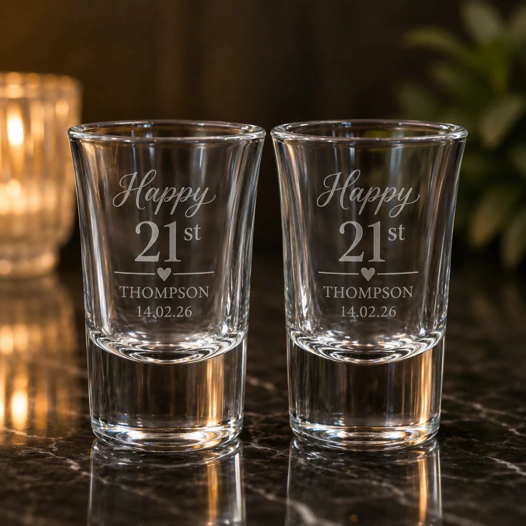 Personalised Engraved Shot Glasses - Pixel Burn Custom Laser Creations