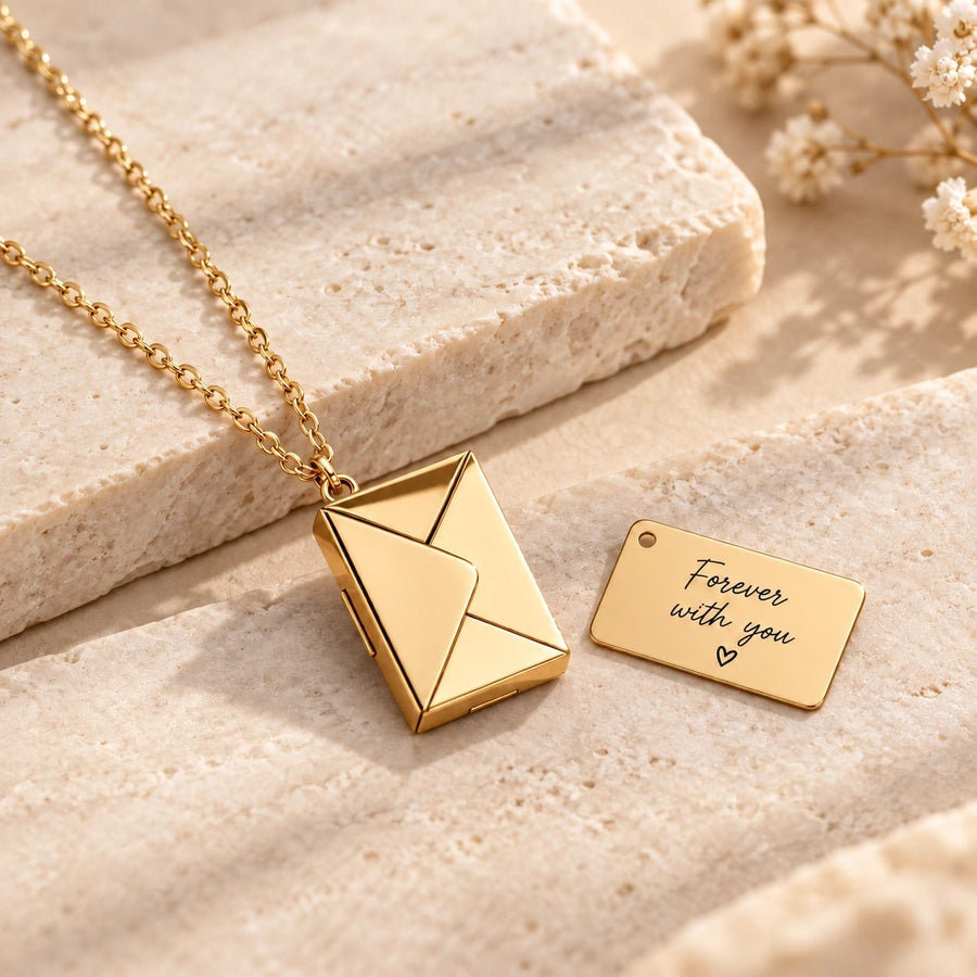 Personalised Envelope Locket Necklace - Pixel Burn Custom Laser Creations