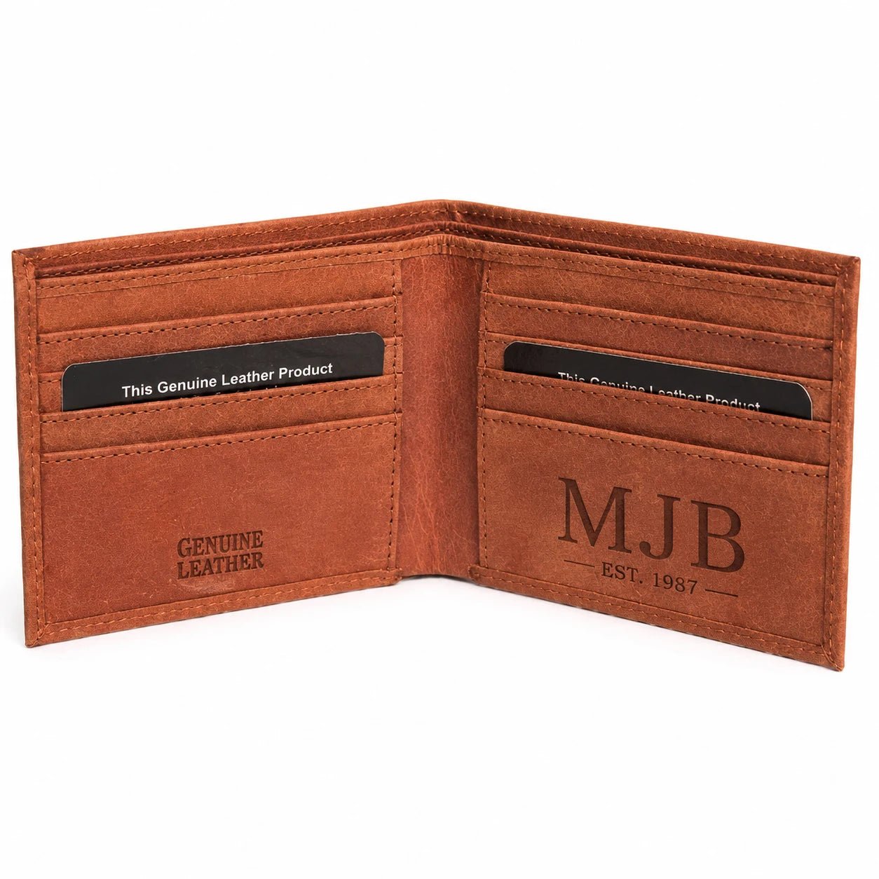 Personalised Full Grain Leather RFID Wallet - Pixel Burn Custom Laser Creations